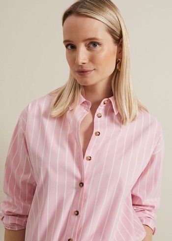 Phase Eight Stripe Shirts Pink USA | 2607318-AY